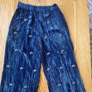 Zara Girl's Blue Velvet Pants - Size 9